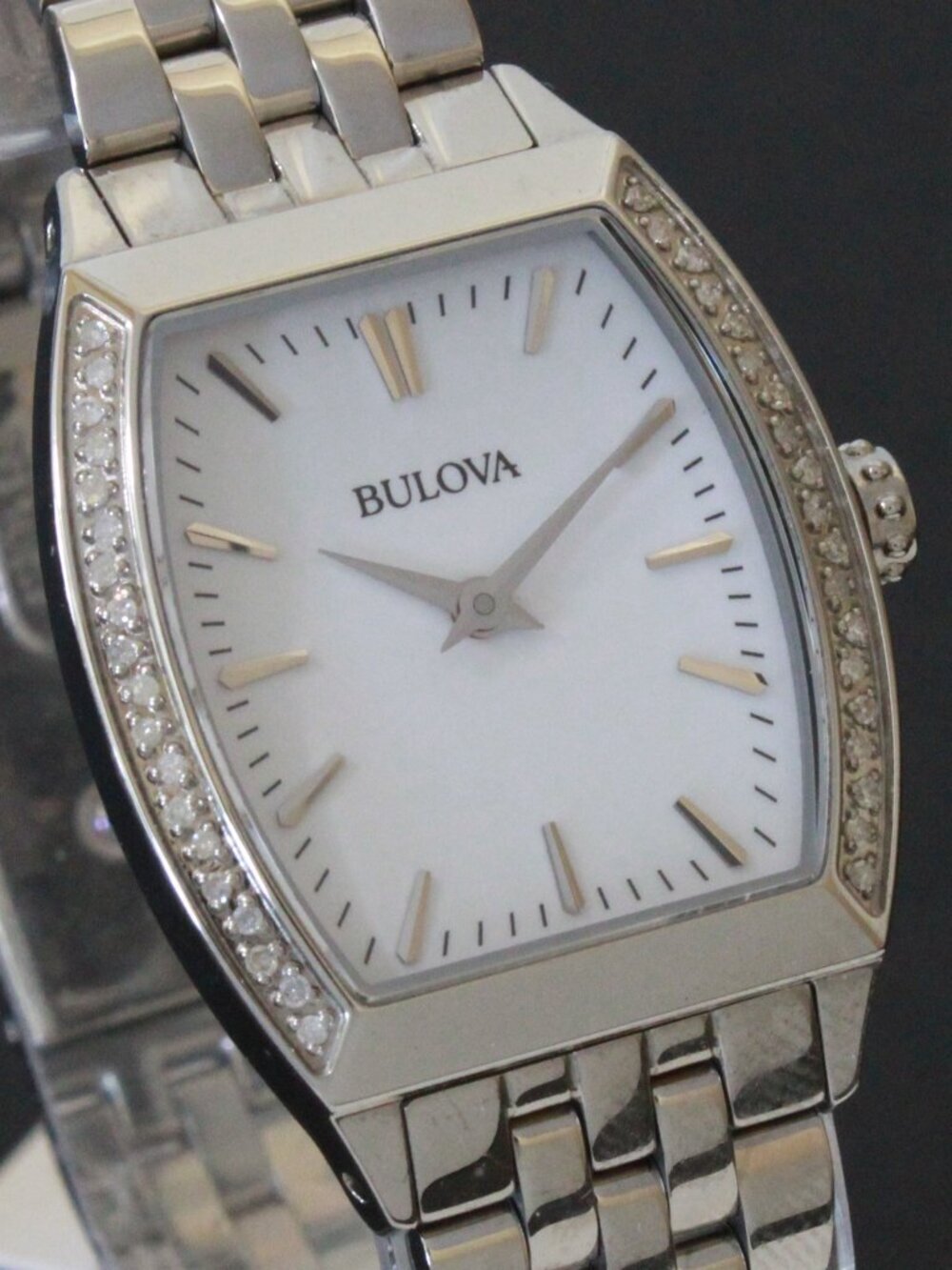 Bulova Ladies Diamond Accent Quartz Watch Diamond Embedded Bezel 26mm - Picture 8 of 13